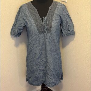 2 FOR $20 Denim Chambray Boho Tunic Top Dress Tasseled Size A M